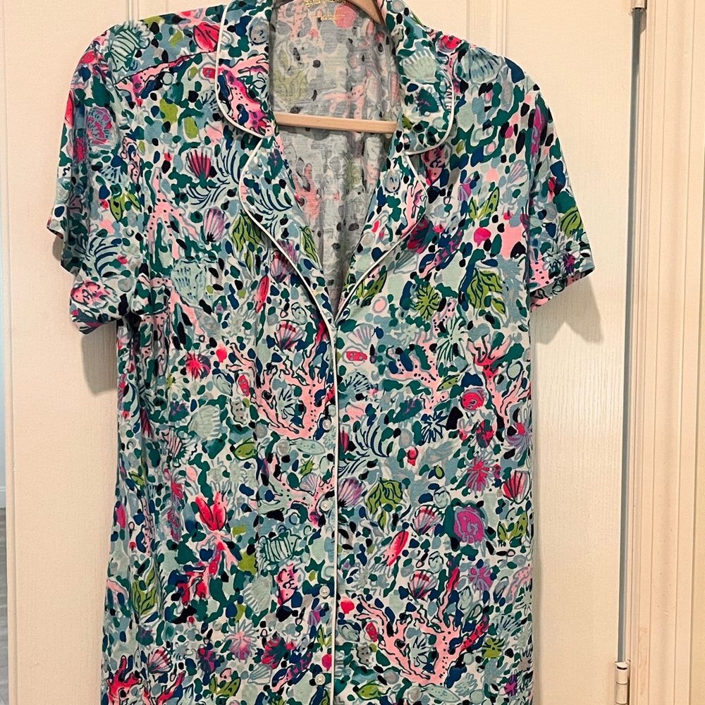 Lilly Pulitzer Colorful Floral Button-Up Pajama top ONLY